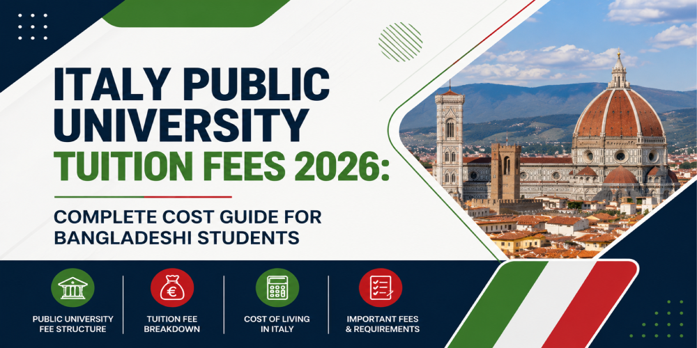 Italy public university tuition fees 2026 cost guide for Bangladeshi students, covering tuition fees, living costs and important university expenses.